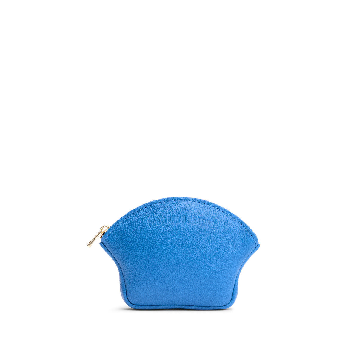 Skydive*Small | Seashell shaped leather makeup bag with curved top zipper and flat bottom