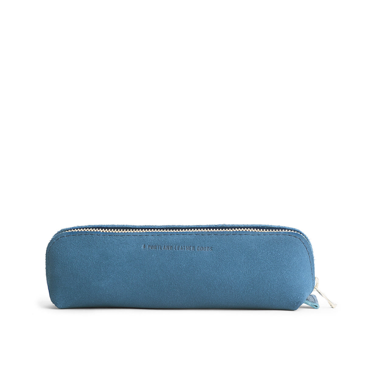 Mariner Blue | Leather pouch with curved seams and top zipper
