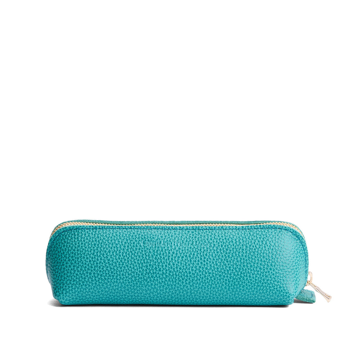 Seafoam | Leather pouch with curved seams and top zipper