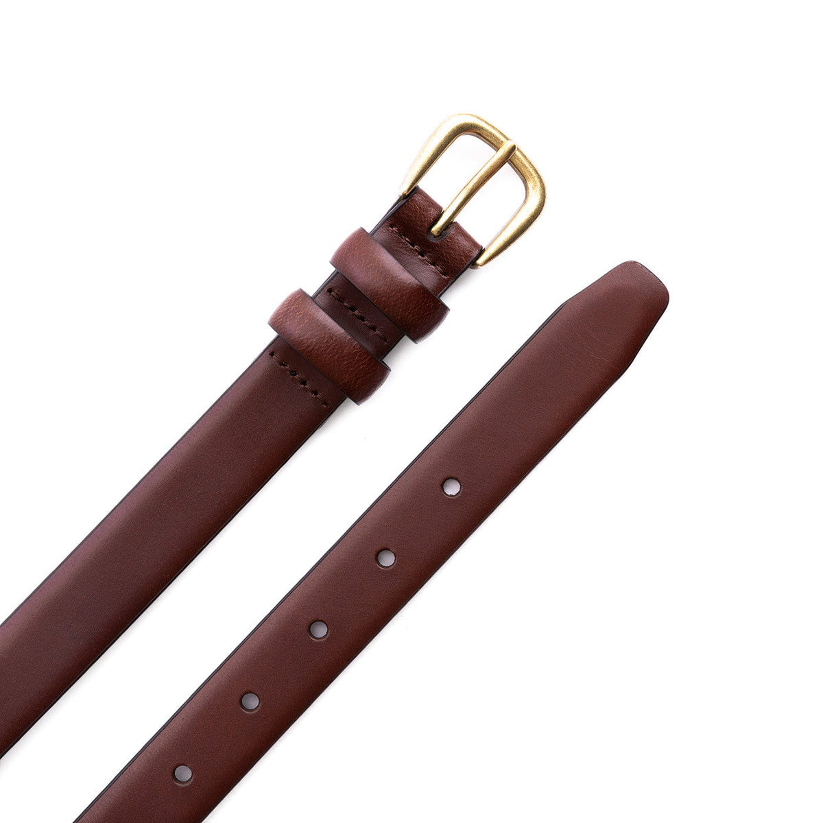 Pecan | Women's slim double loop leather belt