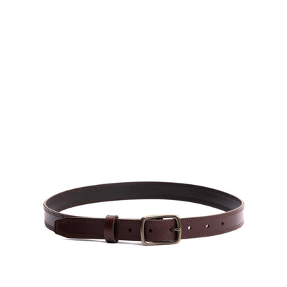 Pecan | Women's slim double stitch leather belt