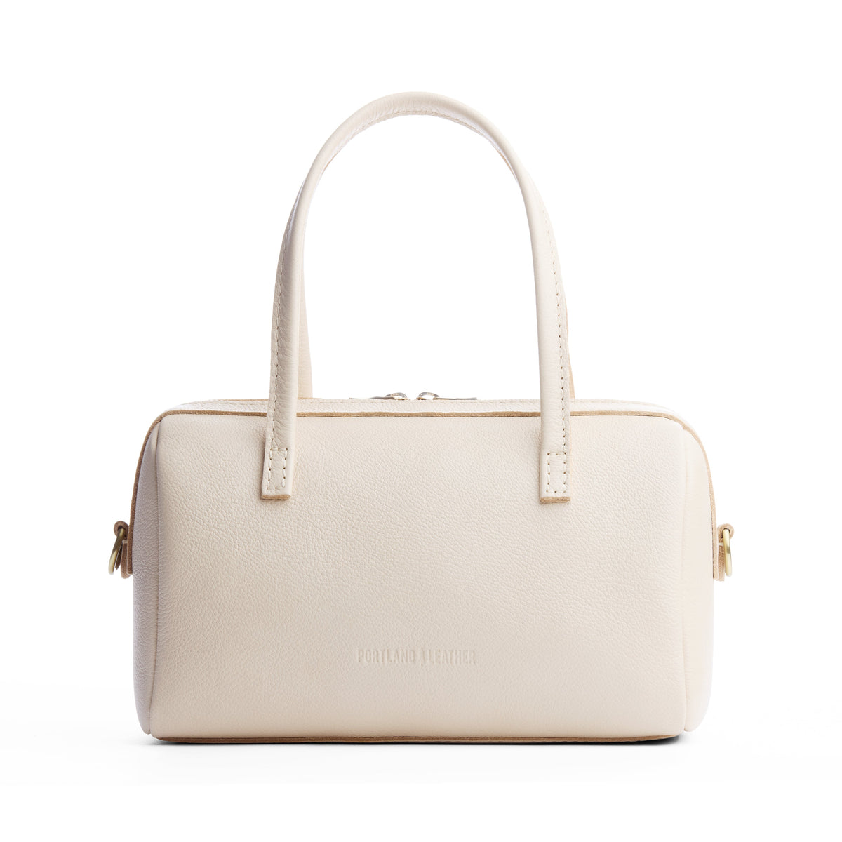 Pebbled Bone*Large | Mini duffle shaped handbag with crossbody strap