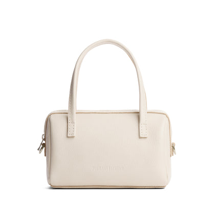 Pebbled Bone*Small | Mini duffle shaped handbag with crossbody strap