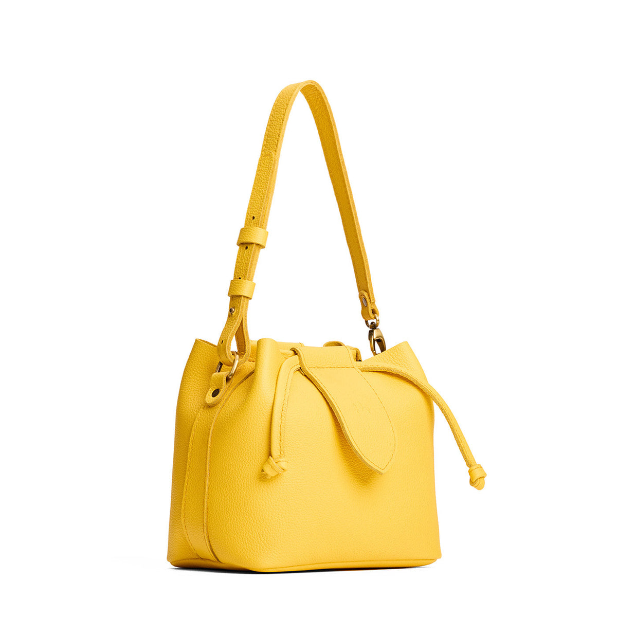 Canary*Small | Symmetrical leather bag with leather drawstring closure and adjustable shoulder strap