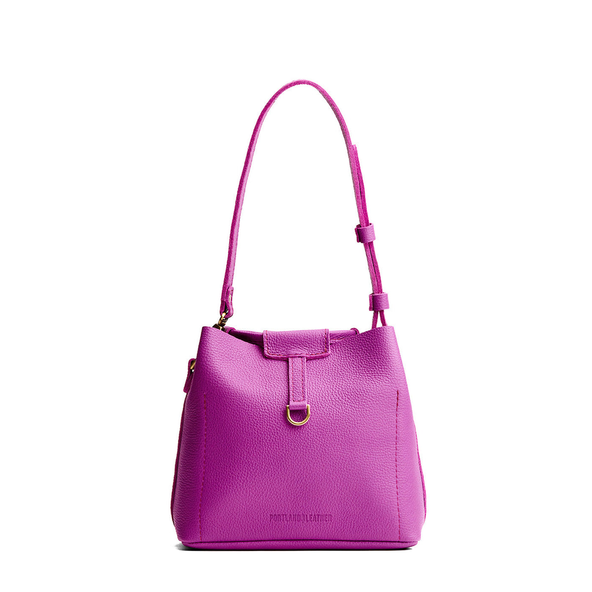 Cattleya*Small | Symmetrical leather bag with leather drawstring closure and adjustable shoulder strap