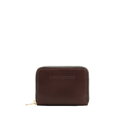 Chocolate Brown | Small leather wallet with zipper and PLG logo
