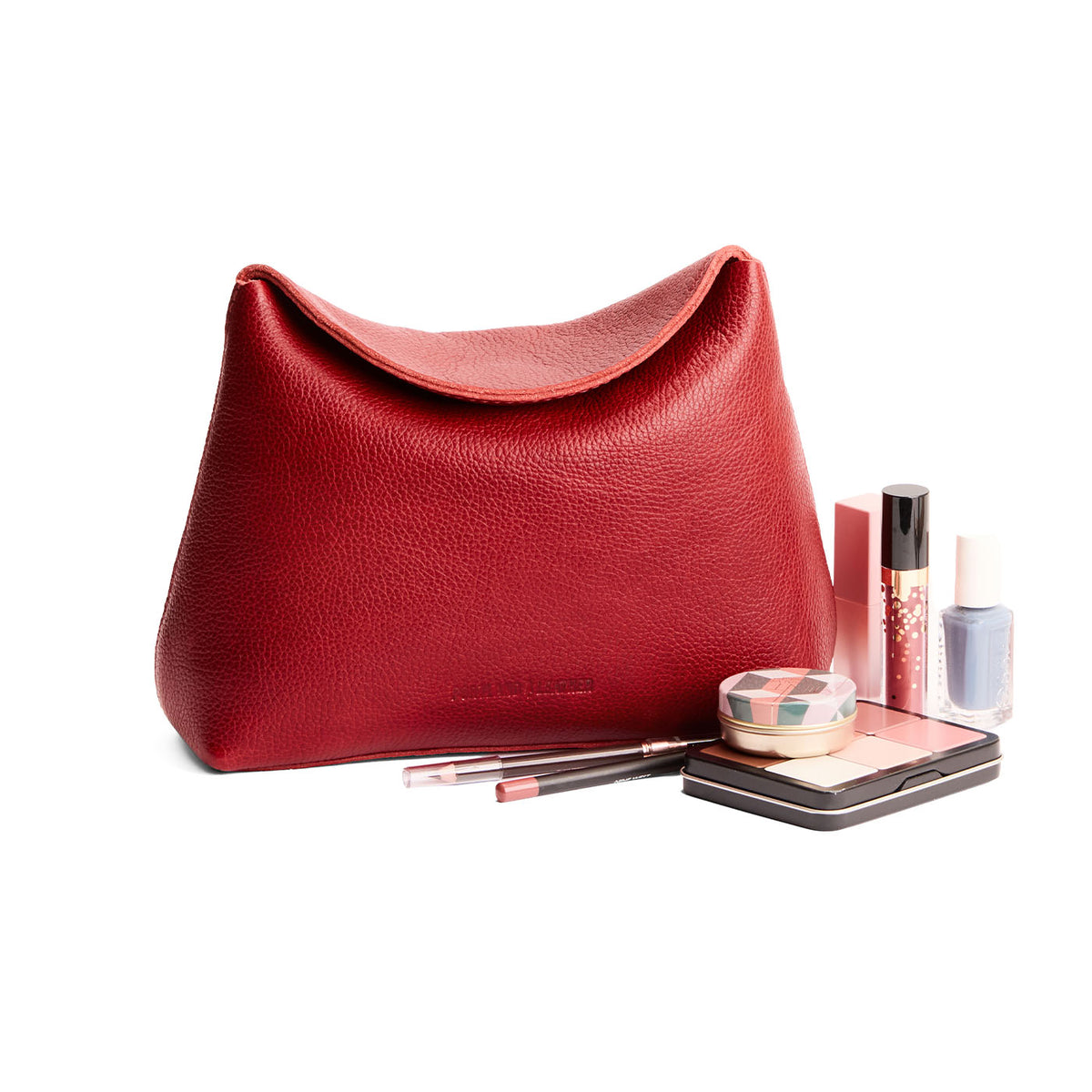 Chili Red | Leather pouch with a folded magnetic closure