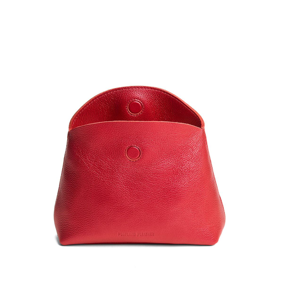 Reba Red | Leather pouch with an open folded magnetic closure