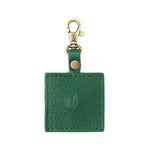 Bacalar | Square-shaped leather AirTag holder with snap closure and swivel lobster claw clasp