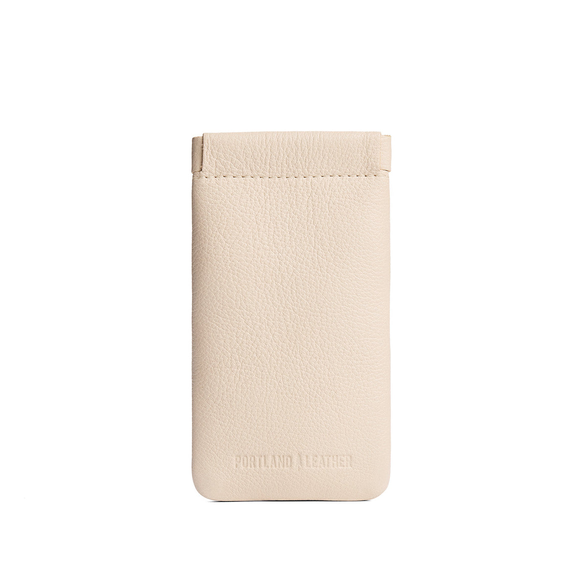 Pebbled Bone | Leather glasses case with hidden metal spring closure