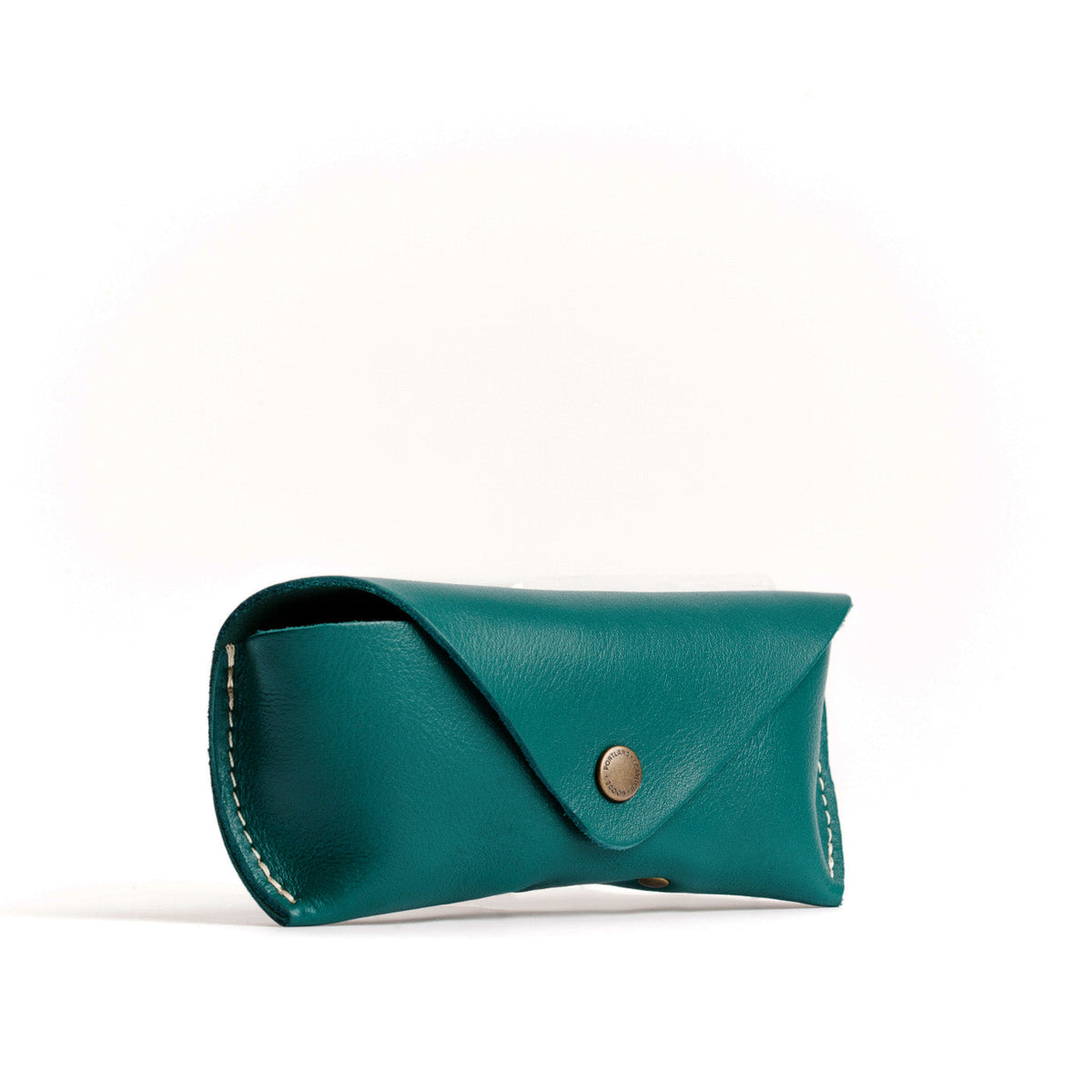 Peacock | Leather sunglasses case with snap closure