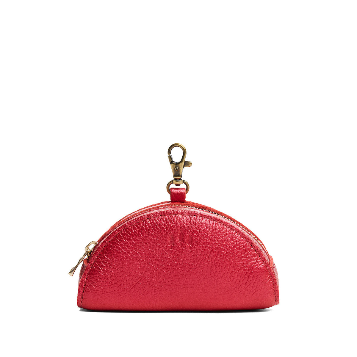 Reba Red | Small half-moon shaped keychain pouch with zipper closure