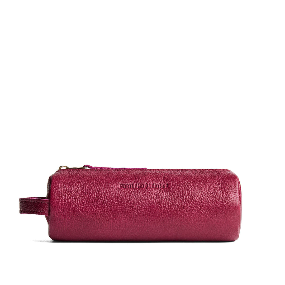 Orchid | Cylindrical leather pouch with zipper and handle