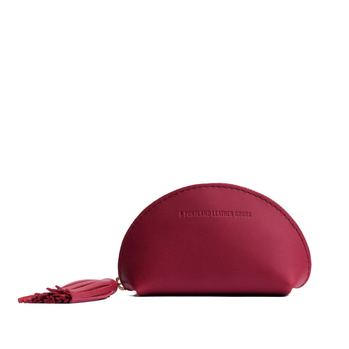 Berry Good | Small leather zippered pouch with tassel