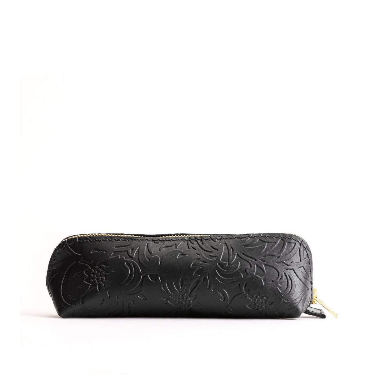 All Color: Dahlia | Leather pouch with curved seams and top zipper