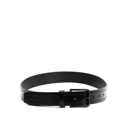 Jet Black | Belt with dual stitching detail
