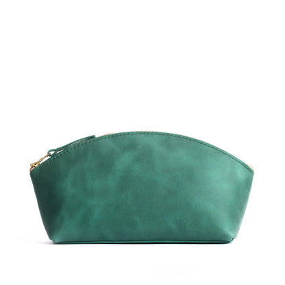 Surf*Total Eclipse | Spacious leather makeup bag with curved seams and top zipper