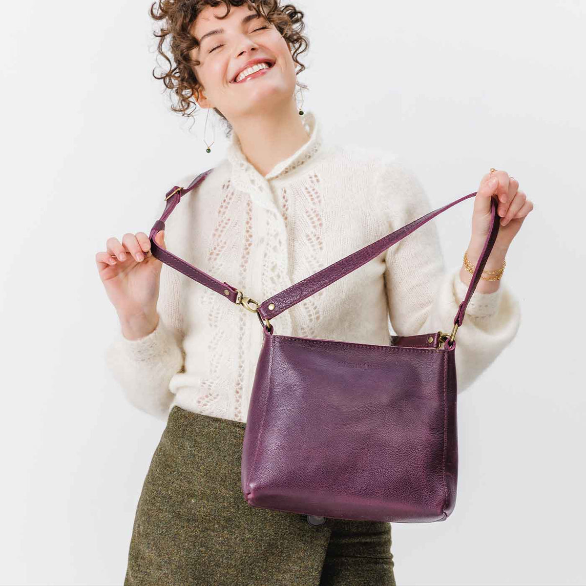 All Color: Plum | leather crossbody strap
