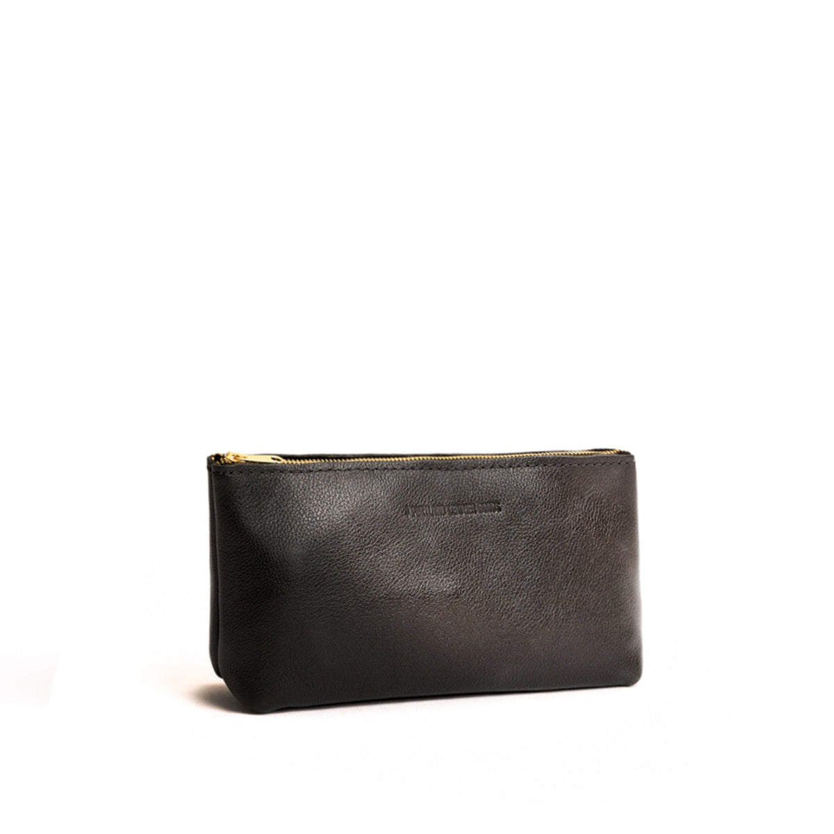 Pebbled--black | Leather utility bag pouch with top zipper