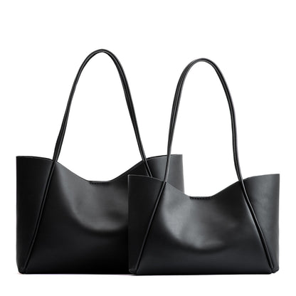 Black | Side by side comparison of both sizes of wide totes