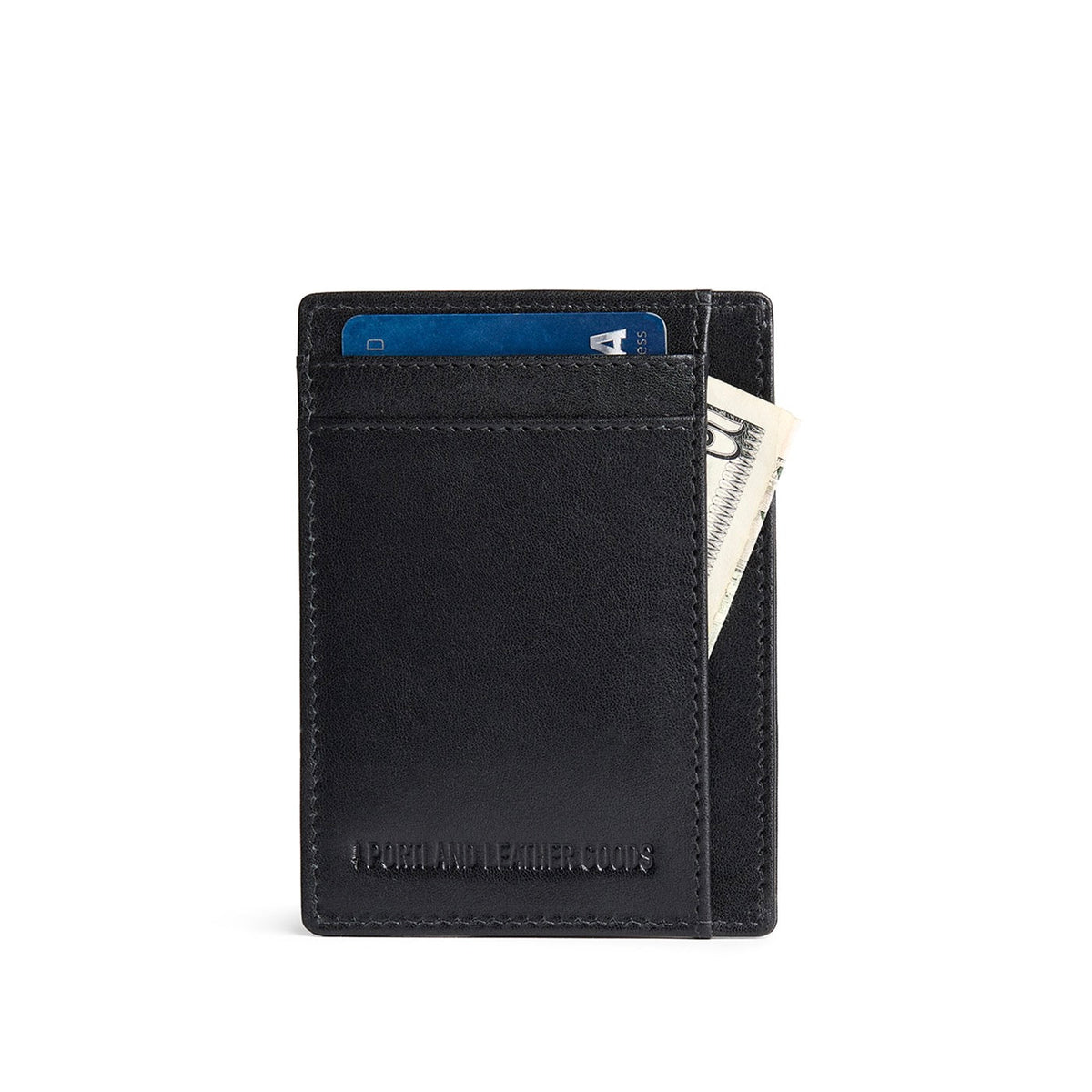 Black Rock | Vertical leather card holder on a white background