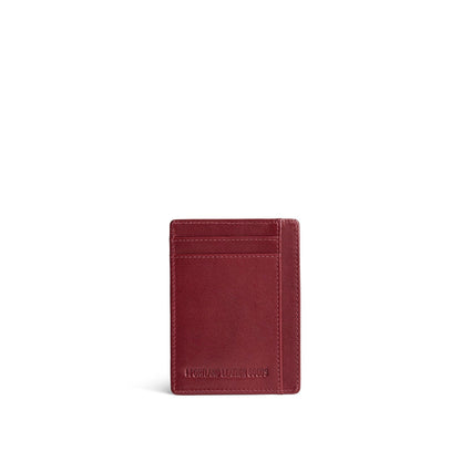 Red Rock | Vertical leather card holder on a white background