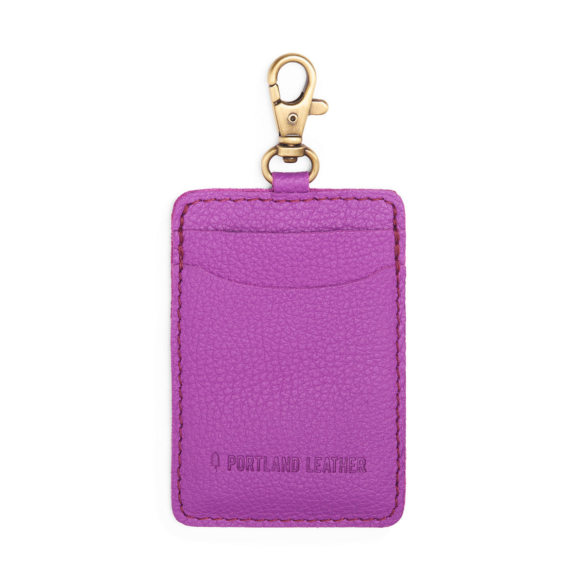 Cattleya | A leather card holder with a swivel lobster clasp on a white background