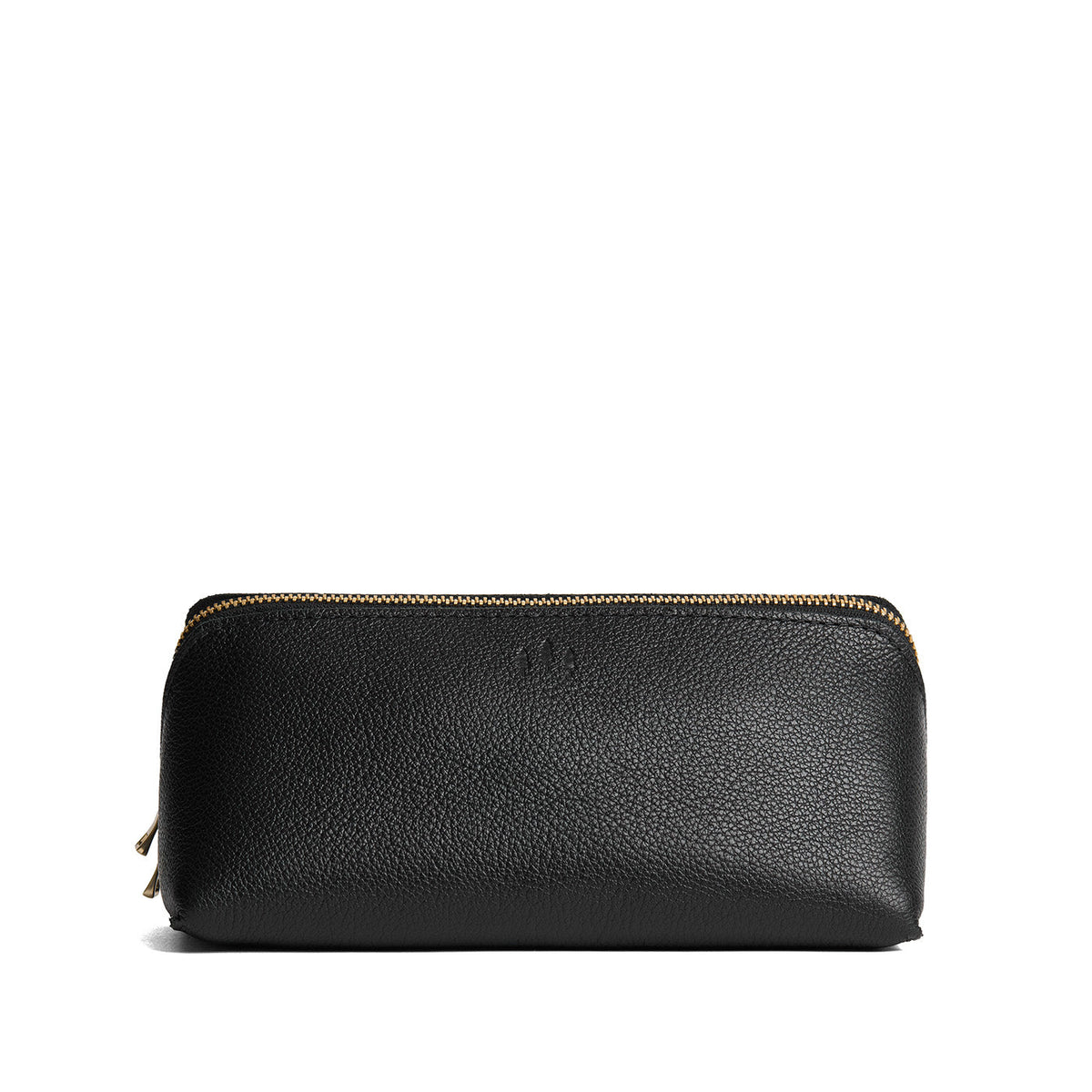 Pebbled--black | Triangular shaped pouch with extra long zipper