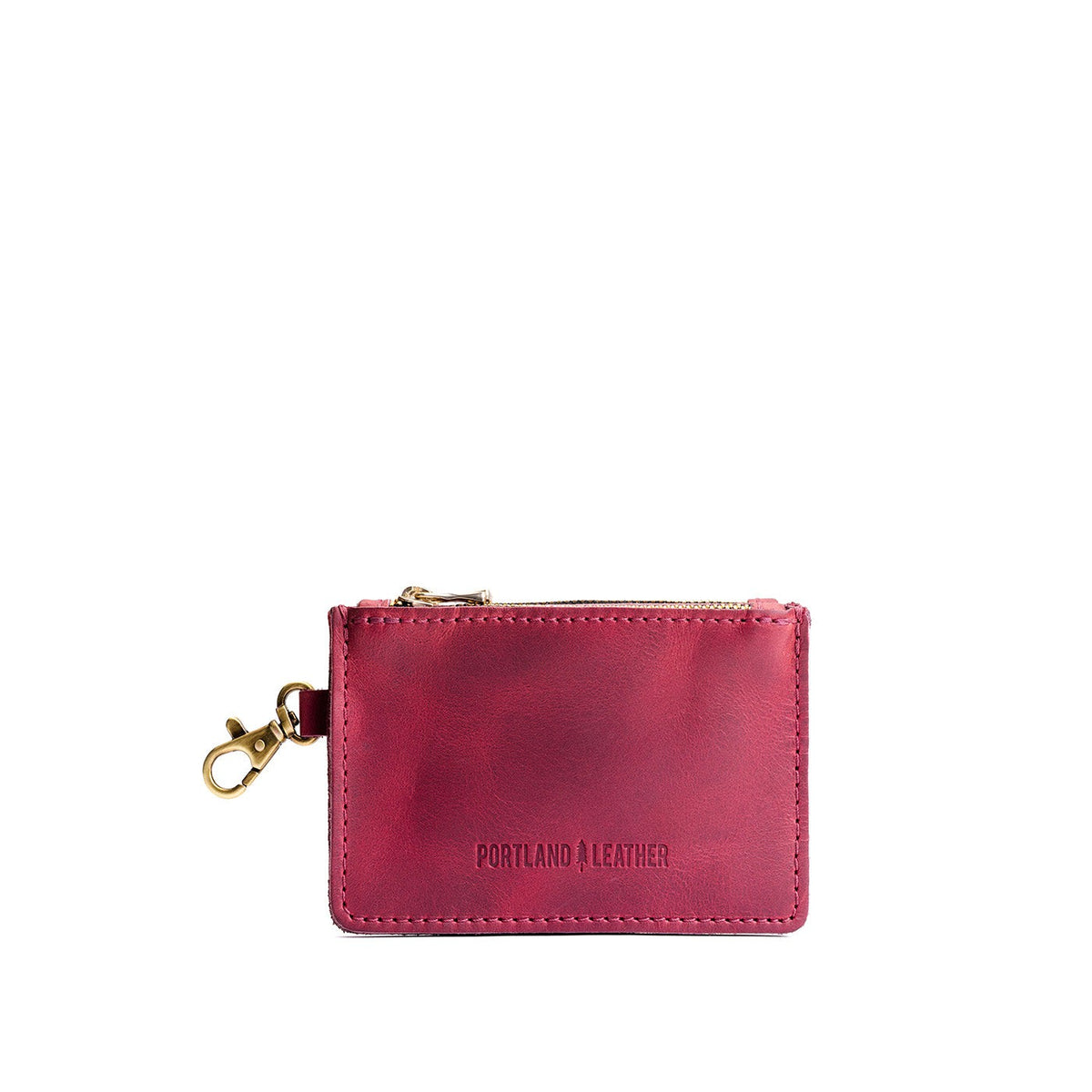 Anemone | Leather double zip wallet with keychain clasp
