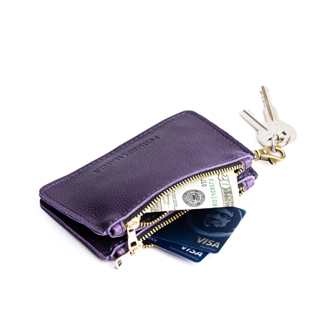 Empire | Leather double zip wallet with keychain clasp