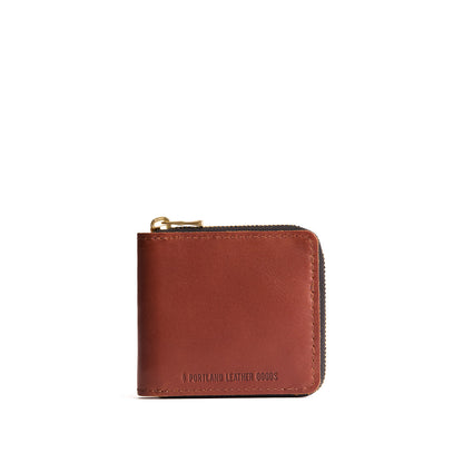 Chestnut | Small leather zippered bifold wallet
