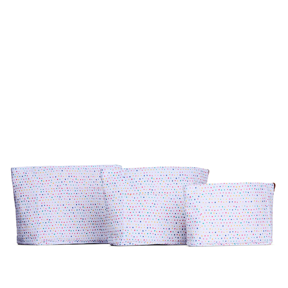 Sprinkles*Zipper | Three size comparison of printed canvas purse organizers